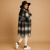 Long plaid coat for women | Hazel-Jackets-Darling Fashion-Darling Fashion