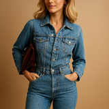 Long sleeve denim jumpsuit for women | Harper-Jumpsuits-Darling Fashion-Darling Fashion