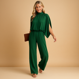 Long sleeve wide-leg jumpsuit for women | Sienna-Jumpsuits-Darling Fashion-Green-XS-Darling Fashion