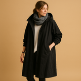 Long waterproof raincoat for women | Clara-Jackets-Darling Fashion-Black-S-Darling Fashion