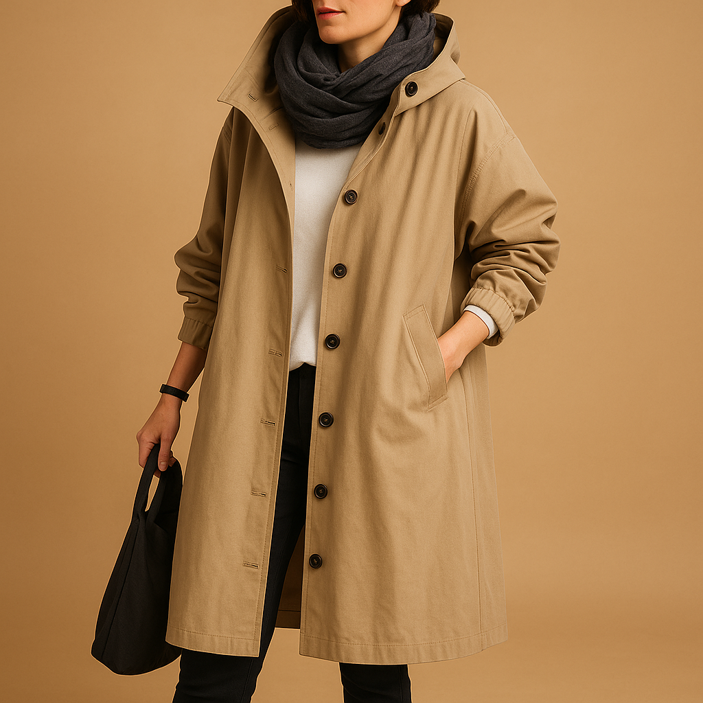 Long waterproof raincoat for women | Clara-Jackets-Darling Fashion-Khaki-S-Darling Fashion