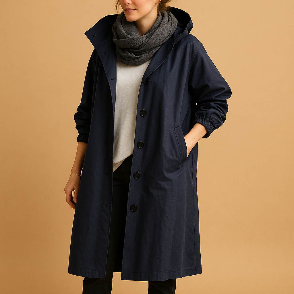 Long waterproof raincoat for women | Clara-Jackets-Darling Fashion-Dark Blue-S-Darling Fashion