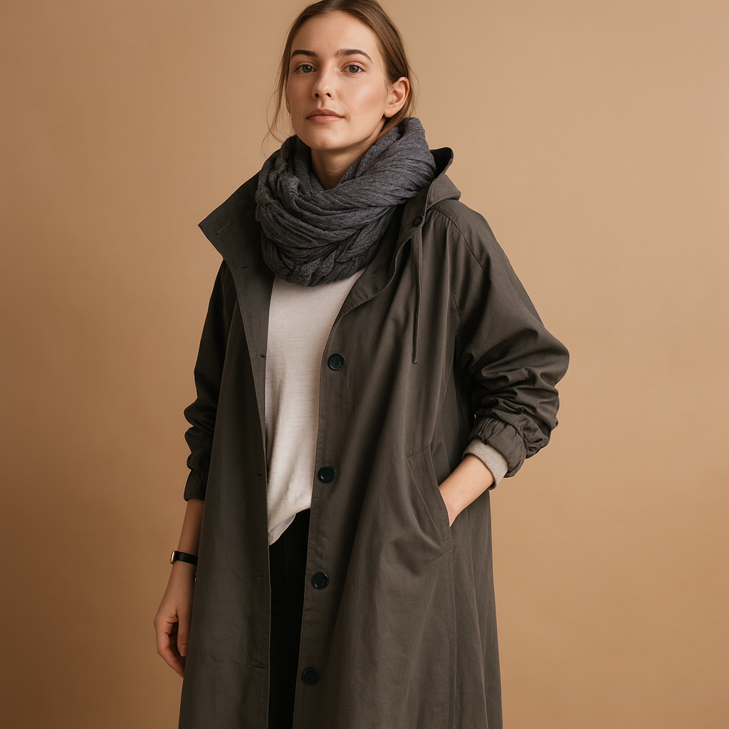 Long waterproof raincoat for women | Clara-Jackets-Darling Fashion-Gray-S-Darling Fashion