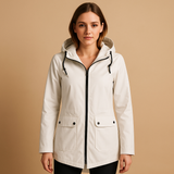 Long waterproof raincoat for women | Hannah-Jackets-Darling Fashion-White-S-Darling Fashion