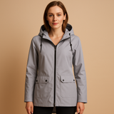 Long waterproof raincoat for women | Hannah-Jackets-Darling Fashion-Gray-S-Darling Fashion