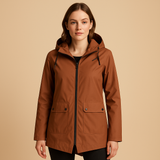 Long waterproof raincoat for women | Hannah-Jackets-Darling Fashion-Coffee-S-Darling Fashion