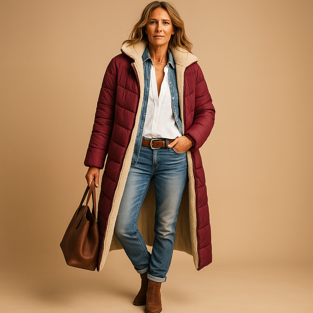 Long winter coat for women | Charlotte-Jackets-Darling Fashion-Wine Red-S-Darling Fashion