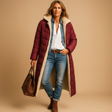 Long winter coat for women | Charlotte-Jackets-Darling Fashion-Wine Red-S-Darling Fashion