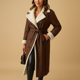 Long winter coat with quilted lining for women | Naomi-Jackets-Darling Fashion-Brown-S-Darling Fashion