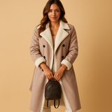 Long winter coat with quilted lining for women | Naomi-Jackets-Darling Fashion-Apricot-S-Darling Fashion