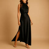 Maxi dress with slit for women | Giselle-Dresses-Darling Fashion-Black-S-Darling Fashion