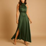 Maxi dress with slit for women | Giselle-Dresses-Darling Fashion-Green-S-Darling Fashion