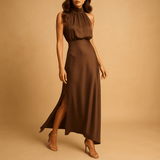 Maxi dress with slit for women | Giselle-Dresses-Darling Fashion-Khaki-S-Darling Fashion