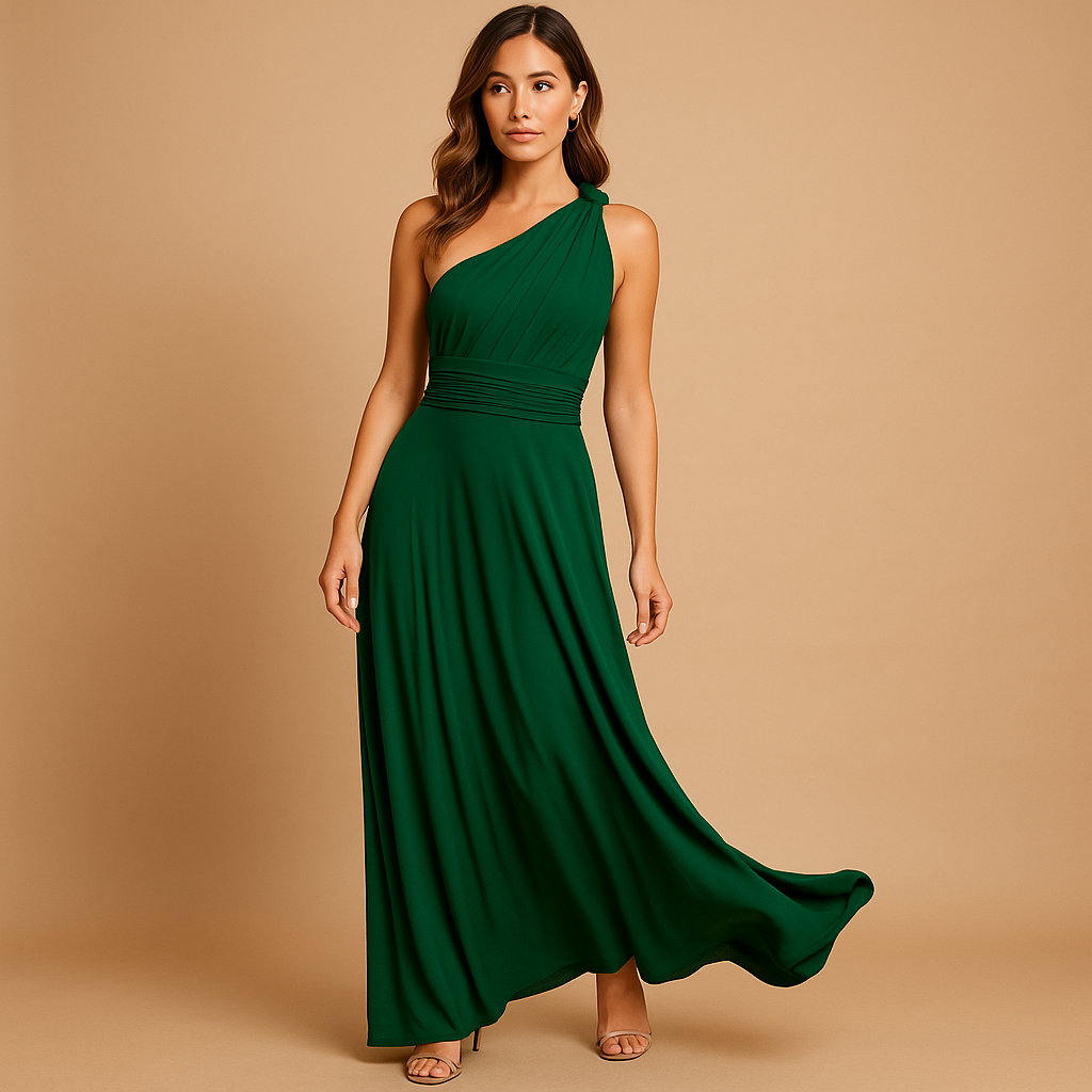 Multiway wrap dress for women with flattering fit and versatile design, available in wine red, black, green, khaki, navy blue, and pink. Perfect for summer occasions.
