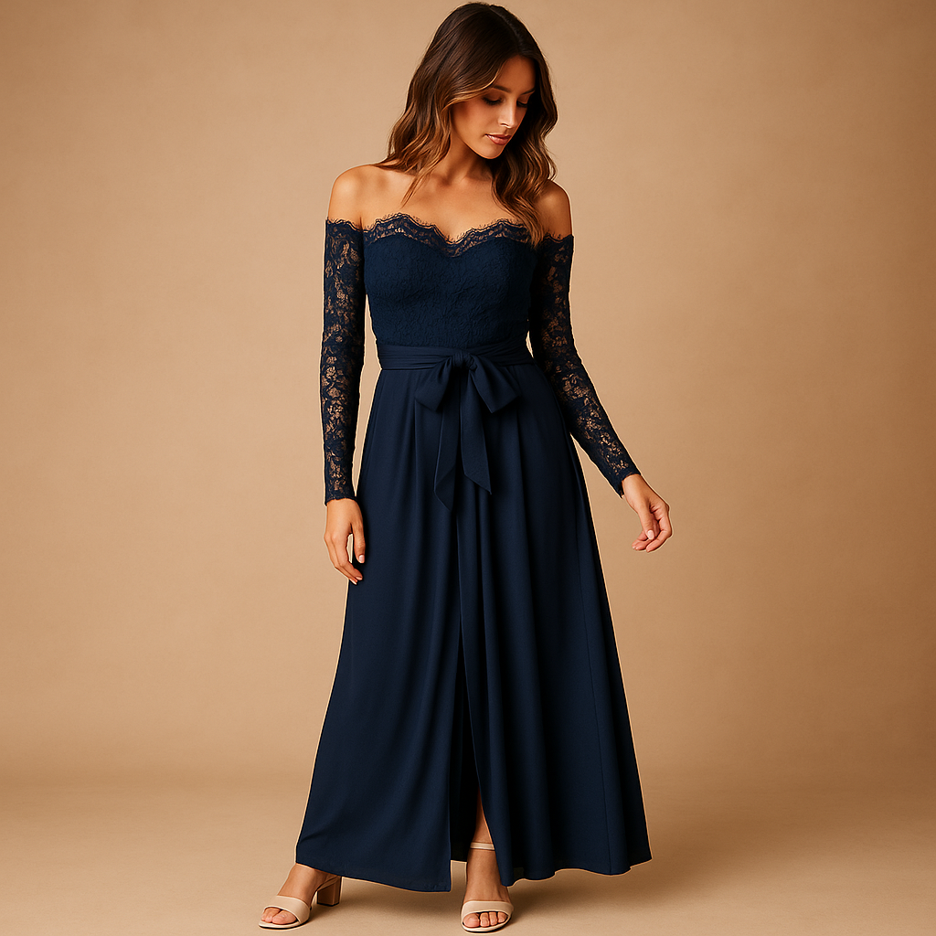 Off-shoulder jumpsuit for women with lace detail | Sophia-Jumpsuits-Darling Fashion-Darling Fashion