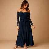 Off-shoulder jumpsuit for women with lace detail | Sophia-Jumpsuits-Darling Fashion-Darling Fashion