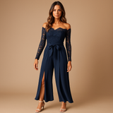 Off-shoulder jumpsuit for women with lace detail | Sophia-Jumpsuits-Darling Fashion-Darling Fashion