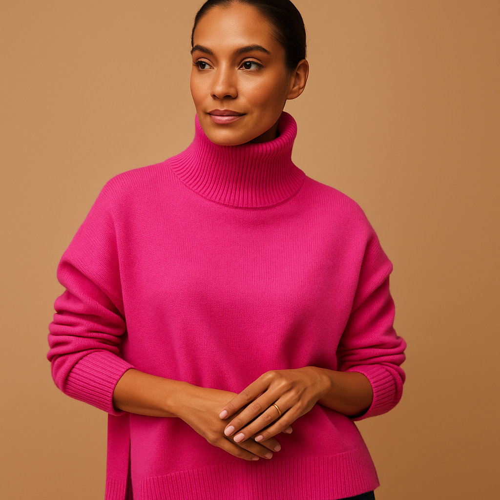 Women’s oversized turtleneck sweater with relaxed silhouette and chic design. Perfect for casual wear, lounging, and seasonal layering.