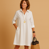 Women’s polo dress with stretch and collar, breathable fabric, and flattering fit – ideal for casual, office, or smart-casual wear.