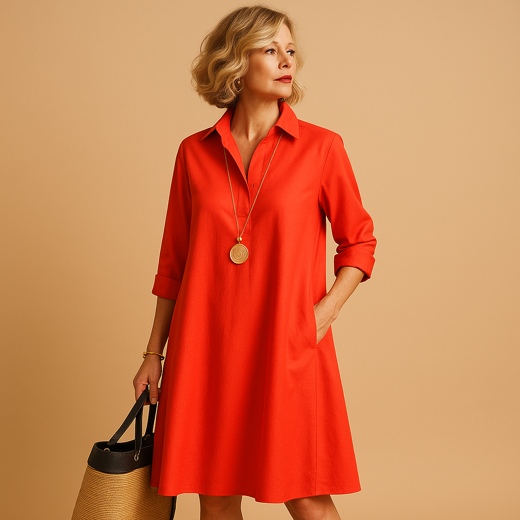 Women’s polo dress with stretch and collar, breathable fabric, and flattering fit – ideal for casual, office, or smart-casual wear.