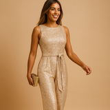 Sequin sleeveless jumpsuit for women | Valentina-Jumpsuits-Darling Fashion-Pink-XS-Darling Fashion