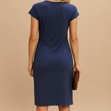 Women’s shaping bodycon dress with stretchy fit and feminine silhouette – perfect for casual outings, office wear, dinners, and parties.