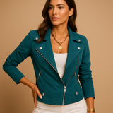Short summer jacket for women | Jasmine-Jackets-Darling Fashion-Green-S-Darling Fashion