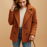 Short winter coat with buttons for women | Natalie-Jackets-Darling Fashion-Caramel-S-Darling Fashion