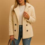 Short winter coat with buttons for women | Natalie-Jackets-Darling Fashion-White-S-Darling Fashion