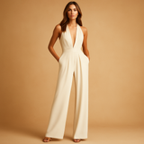Sleeveless V-neck jumpsuit for women | Aurora-Jumpsuits-Darling Fashion-White-S-Darling Fashion