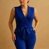 Sleeveless V-neck jumpsuit for women | Camilla-Jumpsuits-Darling Fashion-Blue-S-Darling Fashion