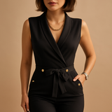 Sleeveless V-neck jumpsuit for women | Camilla-Jumpsuits-Darling Fashion-Black-S-Darling Fashion