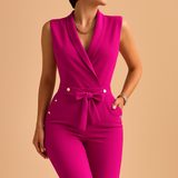 Sleeveless V-neck jumpsuit for women | Camilla-Jumpsuits-Darling Fashion-Pink-S-Darling Fashion