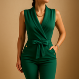 Sleeveless V-neck jumpsuit for women | Camilla-Jumpsuits-Darling Fashion-Green-S-Darling Fashion