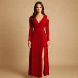 Women’s stretch evening dress with flattering fit in black, blue, green, pink, and red. Perfect for parties, dinners, or casual evenings out.