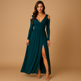 Women’s stretch evening dress with flattering fit in black, blue, green, pink, and red. Perfect for parties, dinners, or casual evenings out.