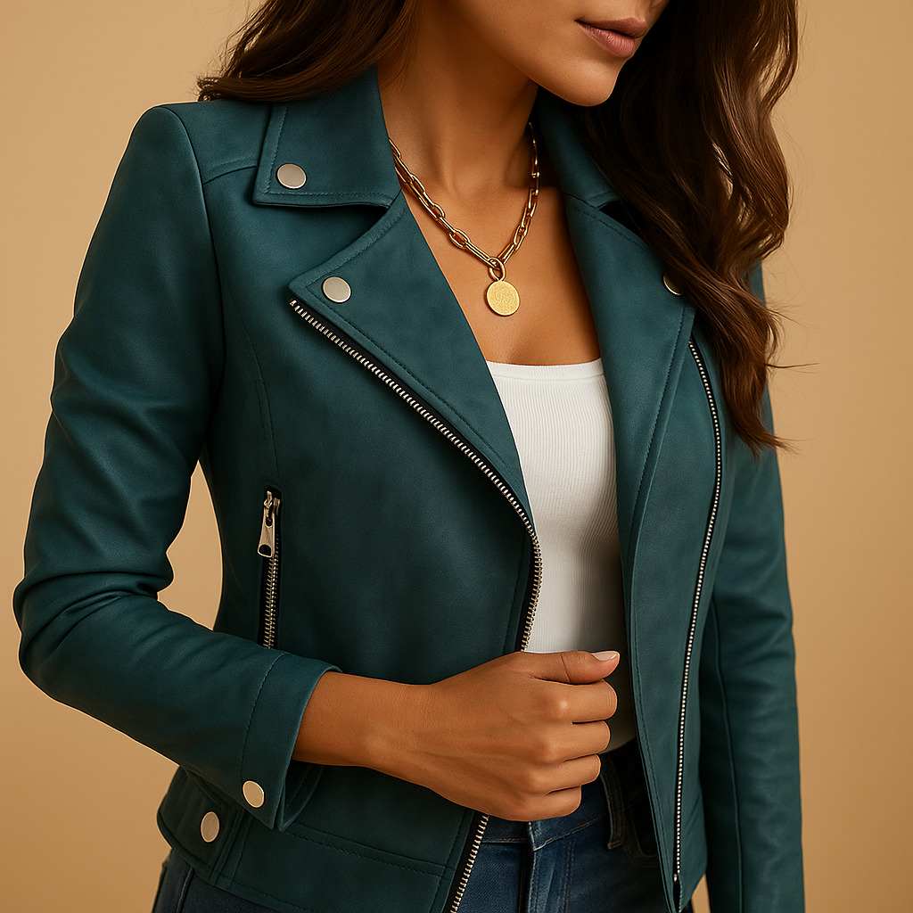 Stylish tailored coat for women | Lydia-Jackets-Darling Fashion-Blue Green-S-Darling Fashion