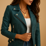 Stylish tailored coat for women | Lydia-Jackets-Darling Fashion-Blue Green-S-Darling Fashion