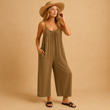 Summer jumpsuit for women with adjustable straps | Clara-Jumpsuits-Darling Fashion-Khaki-S-Darling Fashion