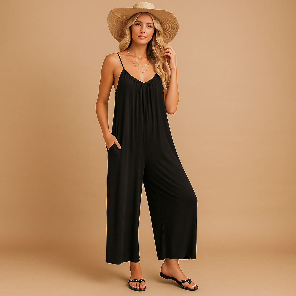 Summer jumpsuit for women with adjustable straps | Clara-Jumpsuits-Darling Fashion-Black-S-Darling Fashion