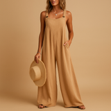 Summer wide-leg jumpsuit for women | Livia-Jumpsuits-Darling Fashion-Beige-S-Darling Fashion
