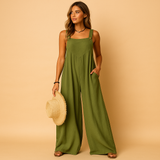Summer wide-leg jumpsuit for women | Livia-Jumpsuits-Darling Fashion-Army green-S-Darling Fashion