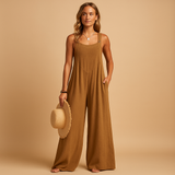 Summer wide-leg jumpsuit for women | Livia-Jumpsuits-Darling Fashion-Brown-S-Darling Fashion