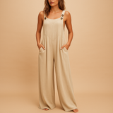 Summer wide-leg jumpsuit for women | Livia-Jumpsuits-Darling Fashion-Khaki-S-Darling Fashion