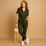 Tailored cargo jumpsuit for women | Sophia-Jumpsuits-Darling Fashion-Olive Green-S-Darling Fashion
