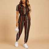 Tailored jumpsuit with button details for women | Clarissa-Jumpsuits-Darling Fashion-Striped-S-Darling Fashion