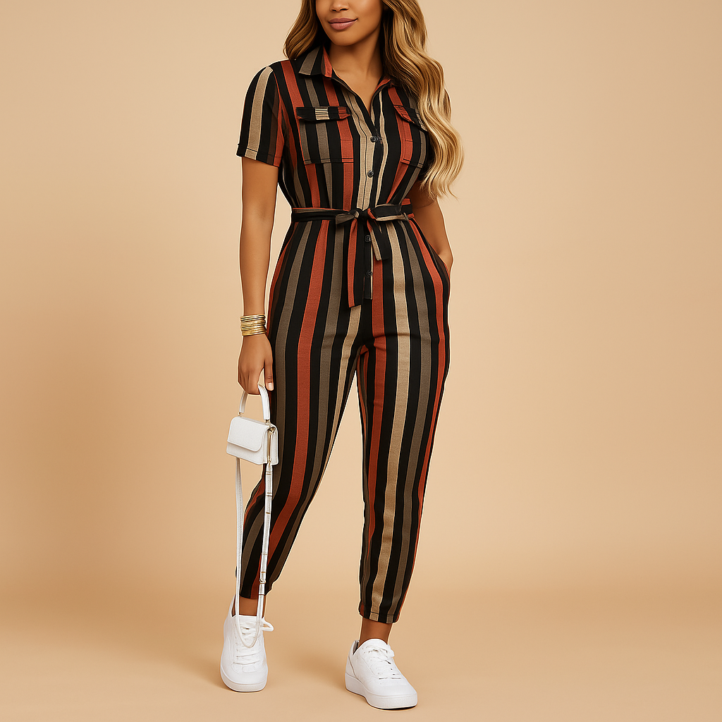 Women’s tailored jumpsuit with slim fit, button details, and refined design. Perfect for work, social events, or an evening out.