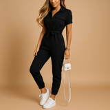 Tailored jumpsuit with button details for women | Clarissa-Jumpsuits-Darling Fashion-Navy Blue-S-Darling Fashion