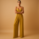 Trendy summer jumpsuit with adjustable straps for women | Liana-Jumpsuits-Darling Fashion-Yellow-S-Darling Fashion
