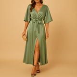 V-neck dress for women | Hannah-Dresses-Darling Fashion-Green-S-Darling Fashion